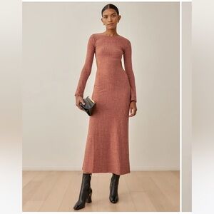 Reformation Long Sleeve Terracotta Dress